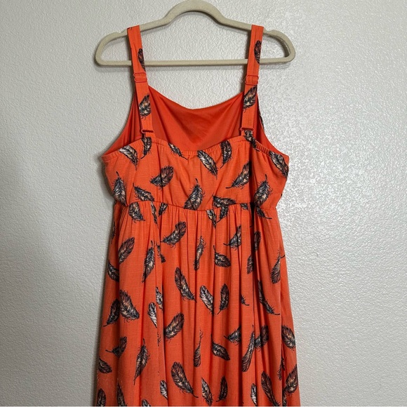 Torrid Cross Hatch Pinafore Feather Coral Midi Dress, Size 2X - Picture 9 of 12